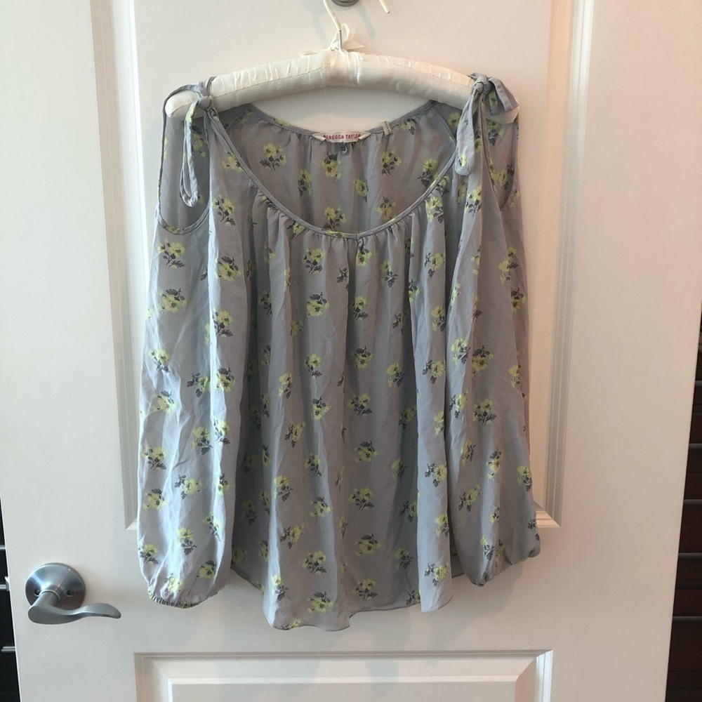 Rebecca Taylor Grey With Floral Print Blouse